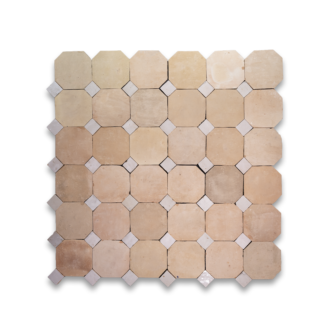 Terracotta White Octagon Zellige