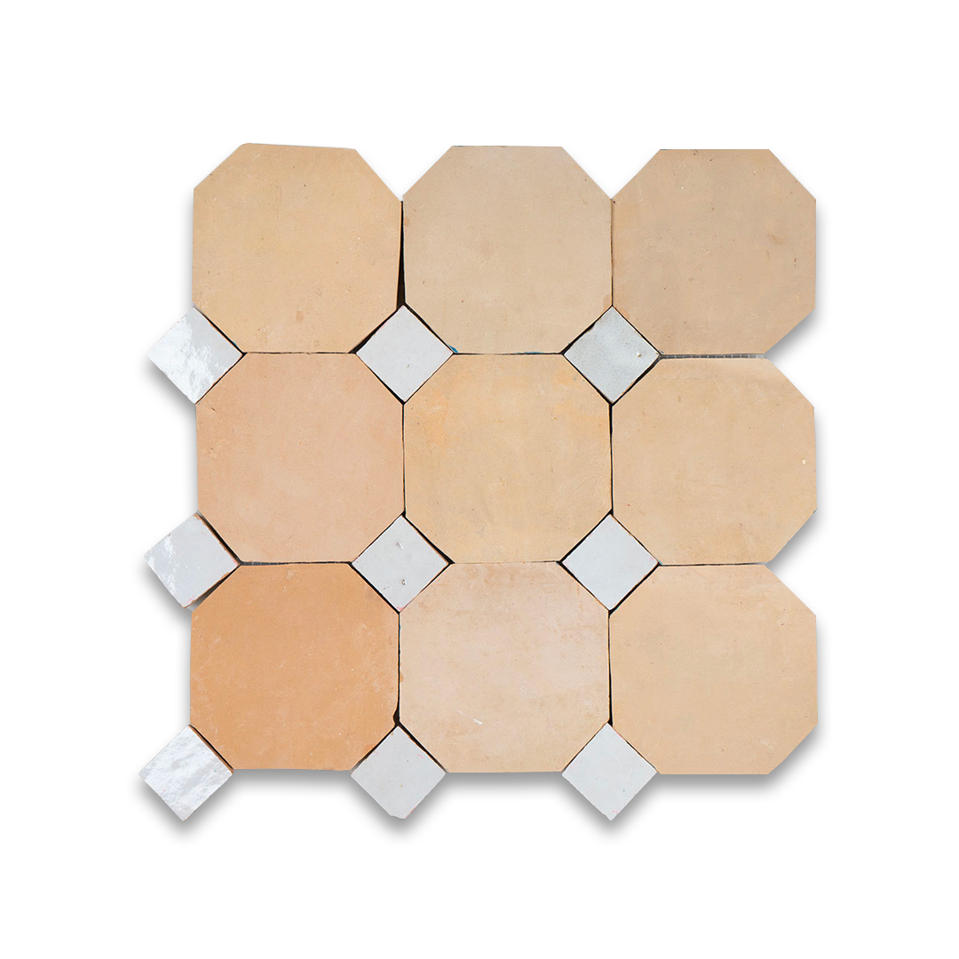 Terracotta White Octagon Zellige
