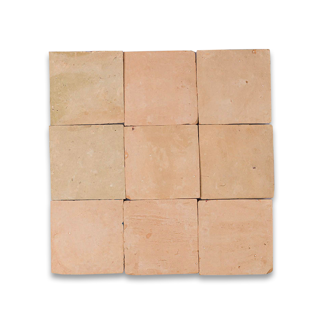 Nine square tiles of varying shades of brown arranged in a 3x3 grid on a white background.