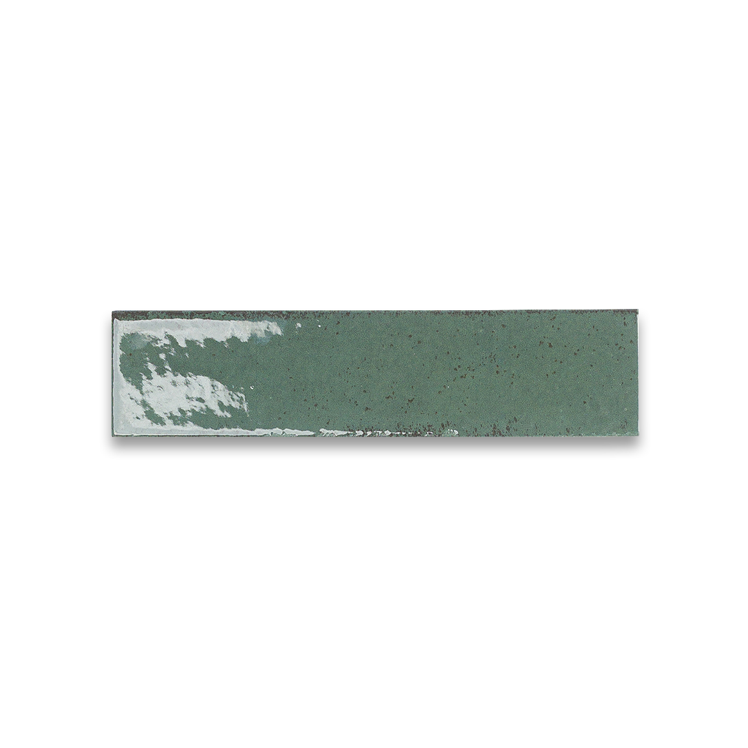 Rectangular green tile on a white background