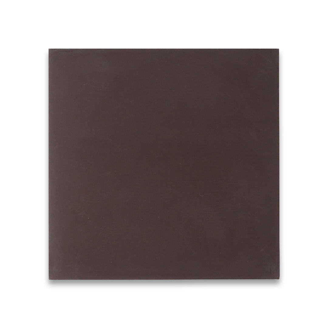 A solid dark brown color with a smooth matte finish, square shape, ideal for rustic, industrial, or modern interior flooring and wall design applications.