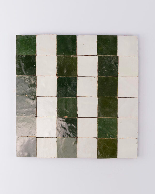 Moroccan Forest Green Stripes Zellige Tile