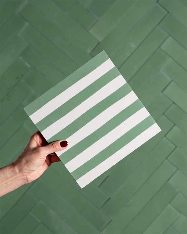Green Stripes Cement Tile