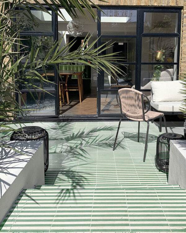 Green stripes outdoor tiles patio