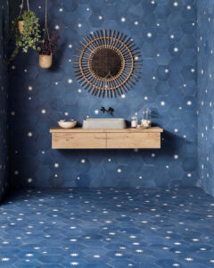 Starry Night Navy Blue Encaustic Cement Tile