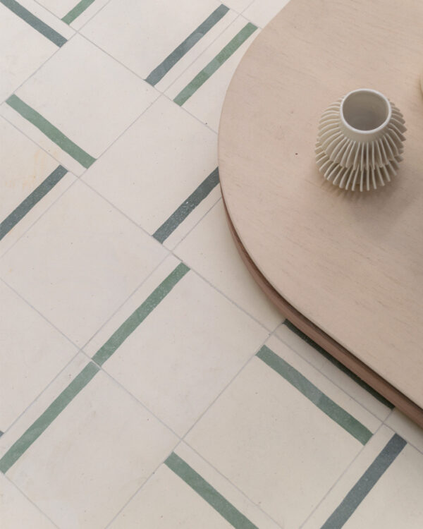 Duo Green Stripe Encaustic Cement Tile